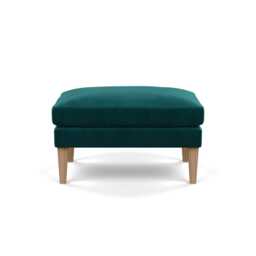 Heal's Wallis Ottoman Smart Luxe Velvet Ocean Tinted Ash Feet - thumbnail 1