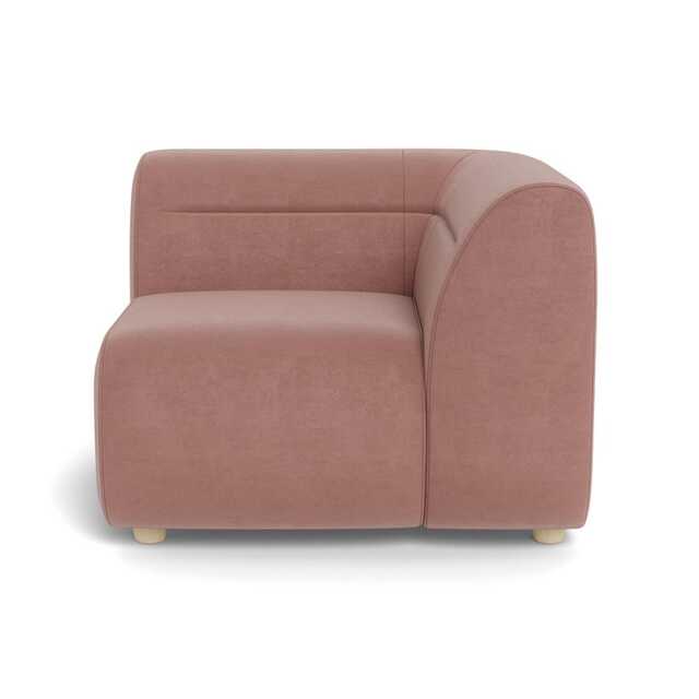 Heal's Lilli Corner Unit Right Module Smart Luxe Velvet Dusky Pink Natural Beech Feet