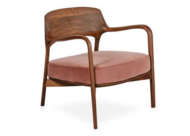 Porada Louis Armchair Canaletta Walnut Hikari 150 Pale Pink