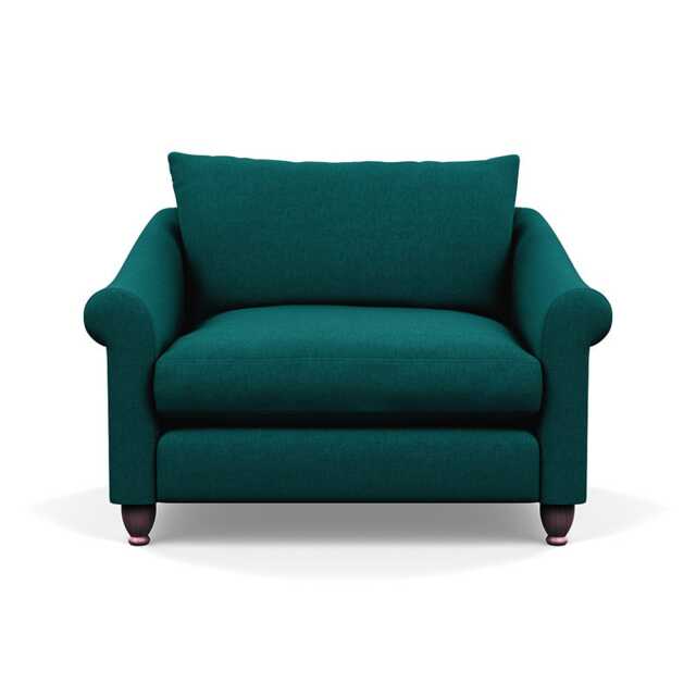 Heal's Devon Loveseat Brushed Cotton Pine Walnut Stained Feet - image 1