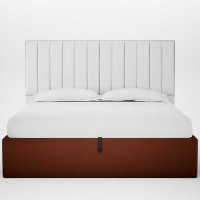 Heal's Lift Storage Divan Super King Smart Cotton Linen Rust Black Feet
