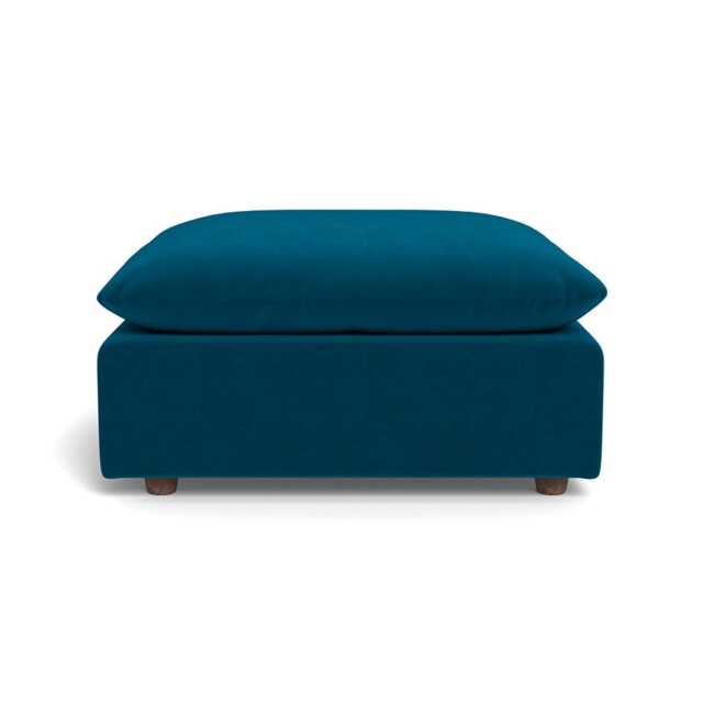 Heal's Astrid Ottoman Velvet Teal Walnut Stained Beech Feet
