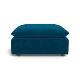Heal's Astrid Ottoman Velvet Teal Walnut Stained Beech Feet