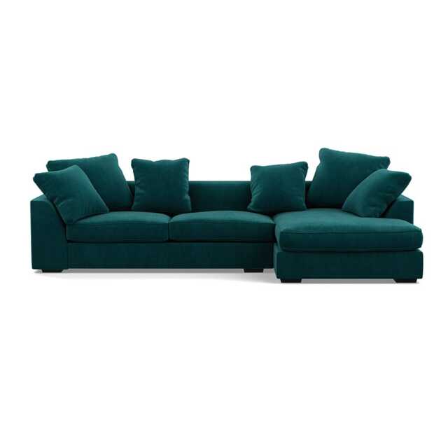 Heal's Cumulus RHF Corner Sofa Smart Luxe Velvet Ocean Black Feet