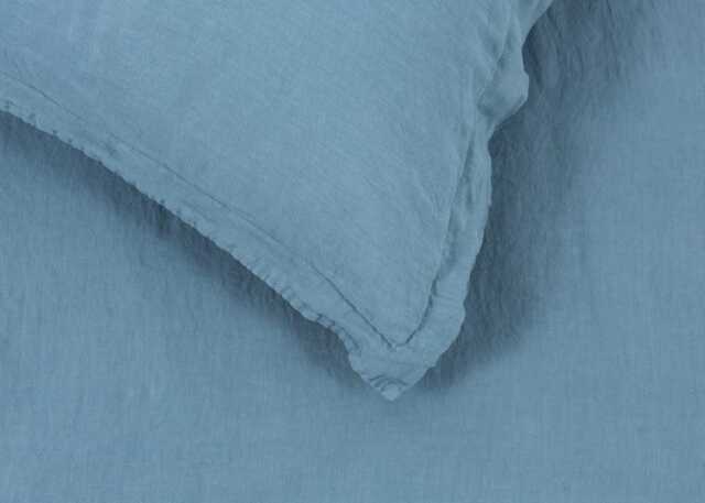 Heal's Washed Linen Dusky Blue Fitted Sheet Double