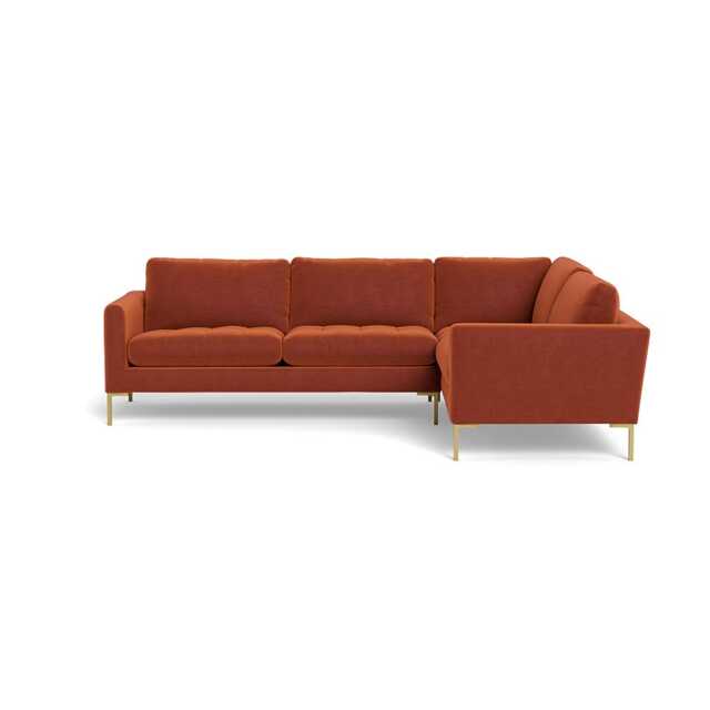 Heal's Eton RHF Corner Sofa Cotton Velvet Russet Brass Feet