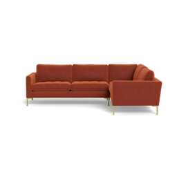 Heal's Eton RHF Corner Sofa Cotton Velvet Russet Brass Feet