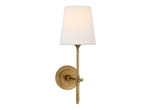 Visual Comfort Bryant Sconce Wall Light Antique Brass & Linen Shade