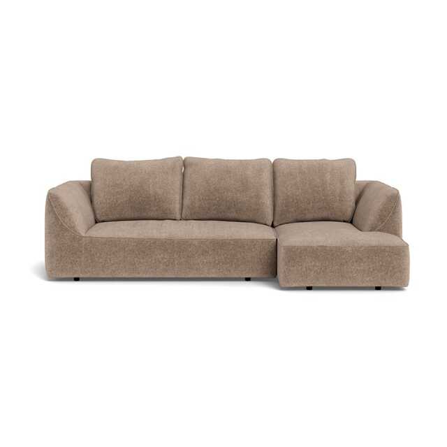 Heal's Morven Right Hand Facing Corner Chaise Sofa Boucle Velvet Rocky Black Feet
