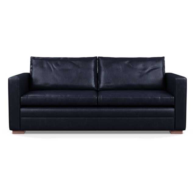 Heal's Palermo 3 Seater Sofa Stonewash Leather Black 263 Walnut Feet