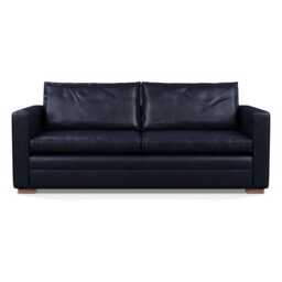 Heal's Palermo 3 Seater Sofa Stonewash Leather Black 263 Walnut Feet