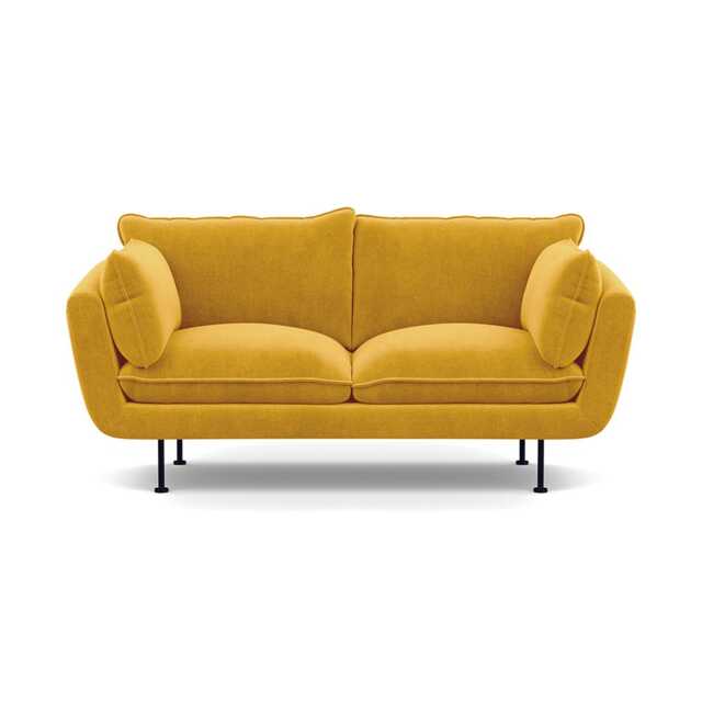 Heal's Allora 2 Seater Sofa Smart Luxe Velvet Canary Black Feet