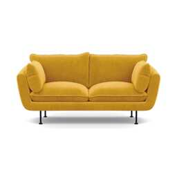 Heal's Allora 2 Seater Sofa Smart Luxe Velvet Canary Black Feet