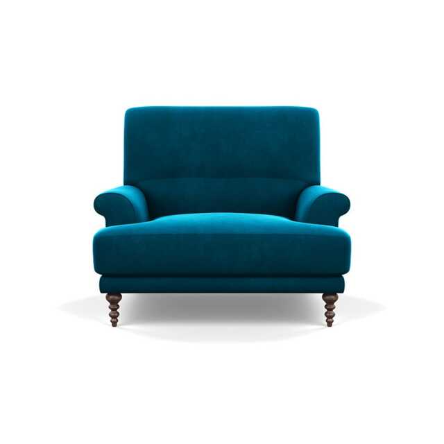 Scp Oscar Informal Armchair Velvet Teal Walnut Feet