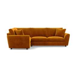 Heal's Snooze Left Hand Facing Corner Sofa Smart Luxe Velvet Cognac Black Feet