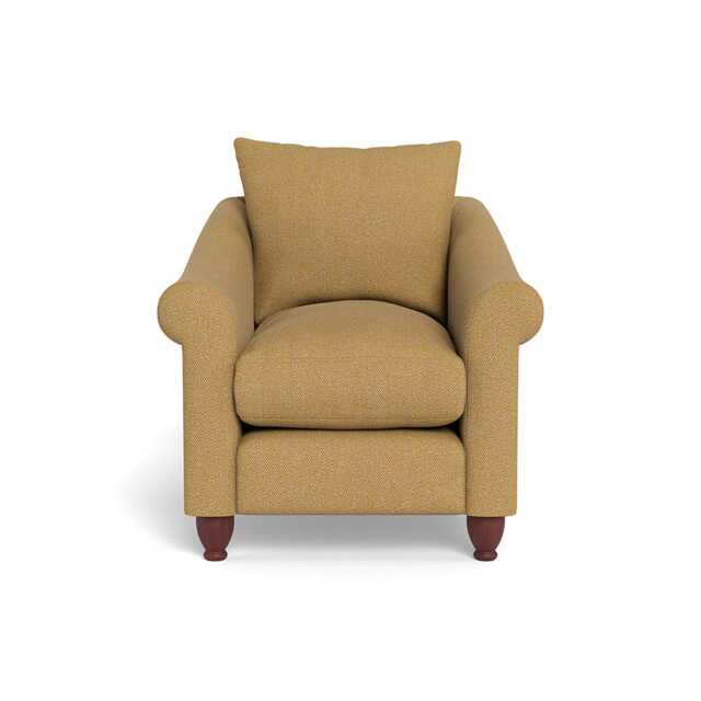 Heal's Devon Armchair Boucle Tweed Citrine Walnut Stained Beech Feet