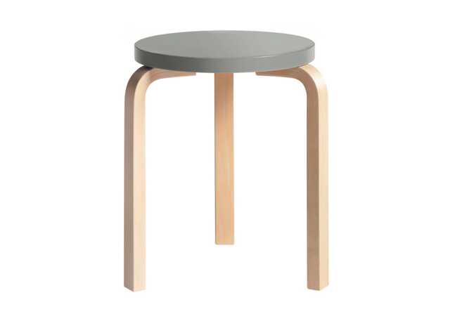Stool 60 Natural Lacquered Birch Grey Lacquered