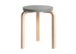 Stool 60 Natural Lacquered Birch Grey Lacquered