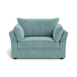 Heal's Tailor Loveseat Smart Luxe Velvet Mineral Blue Black Feet