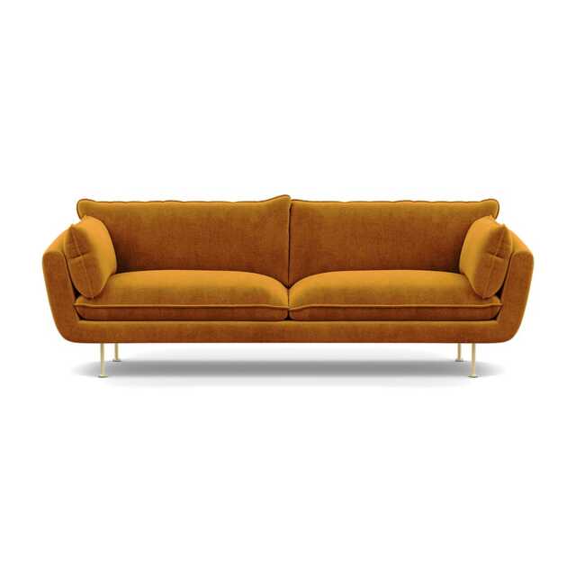 Heal's Allora 4 Seater Sofa Smart Luxe Velvet Cognac Brass Feet