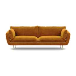 Heal's Allora 4 Seater Sofa Smart Luxe Velvet Cognac Brass Feet