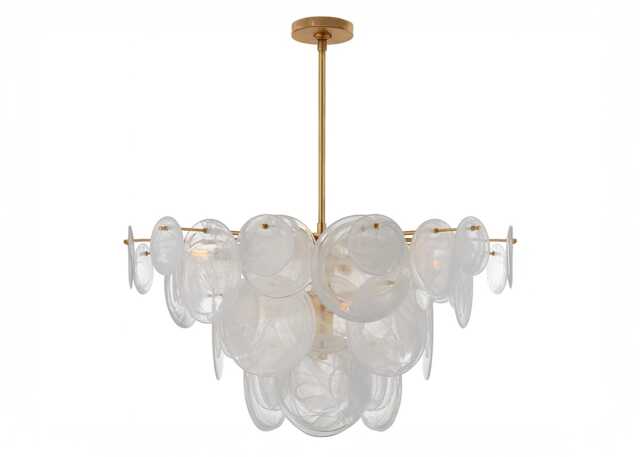 Visual Comfort Loire Large Chandelier Gild/White Strie Glass