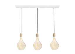 Tala Linear Triple Pendant Canopy with Brass Fittings and 3 Voronoi II Bulbs