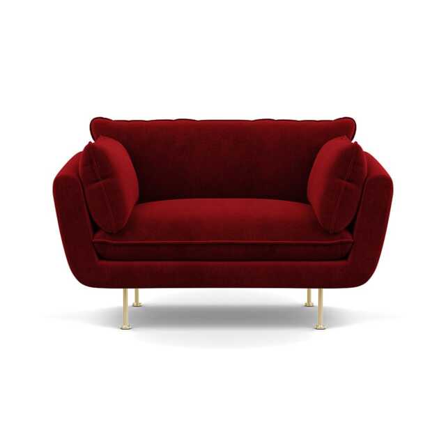 Heal's Allora Loveseat Smart Luxe Velvet Mulberry Brass Feet