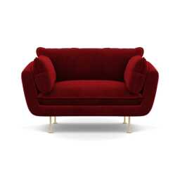 Heal's Allora Loveseat Smart Luxe Velvet Mulberry Brass Feet
