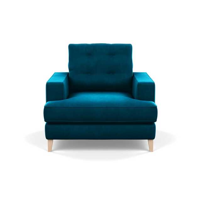 Heal's Mistral Armchair Velvet Teal Natural Feet