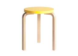 Stool 60 Natural Lacquered Birch Yellow Lacquered