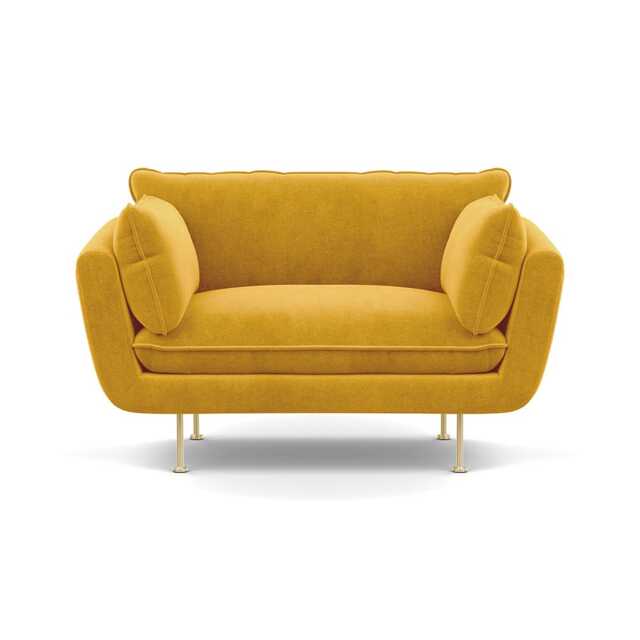 Heal's Allora Loveseat Smart Luxe Velvet Canary Brass Feet