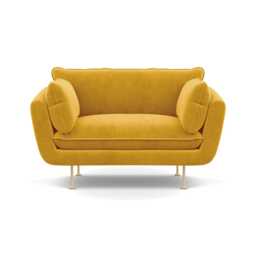 Heal's Allora Loveseat Smart Luxe Velvet Canary Brass Feet