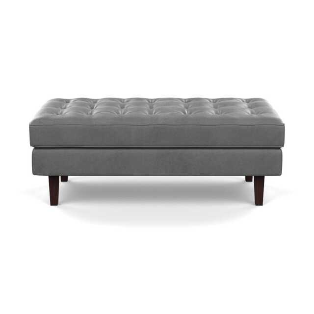 Heal's Hepburn Ottoman Daino Leather Steel Black Feet