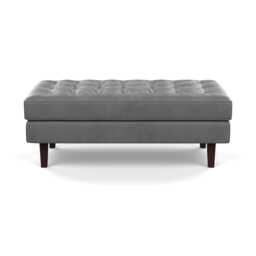 Heal's Hepburn Ottoman Daino Leather Steel Black Feet