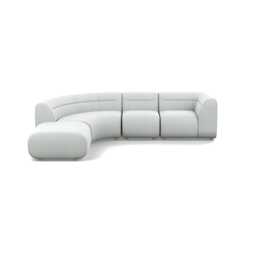 Heal's Lilli Left Hand Facing Curved Corner Sofa Broadweave Tin Natural Beech Feet