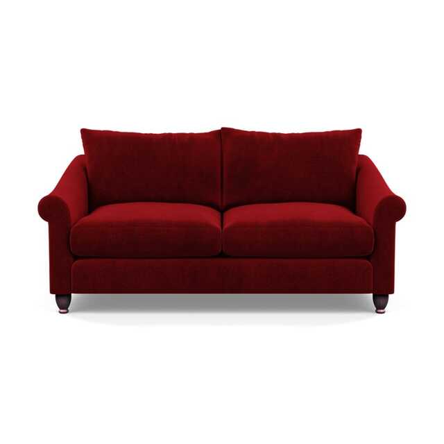 Heal's Devon 3 Seater Sofa Smart Luxe Velvet Mulberry Walnut Stained Feet