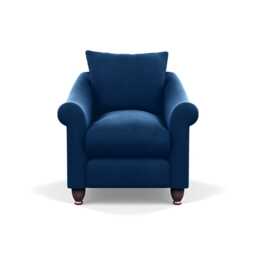 Heal's Devon Armchair Velvet Petrol Walnut Stained Feet