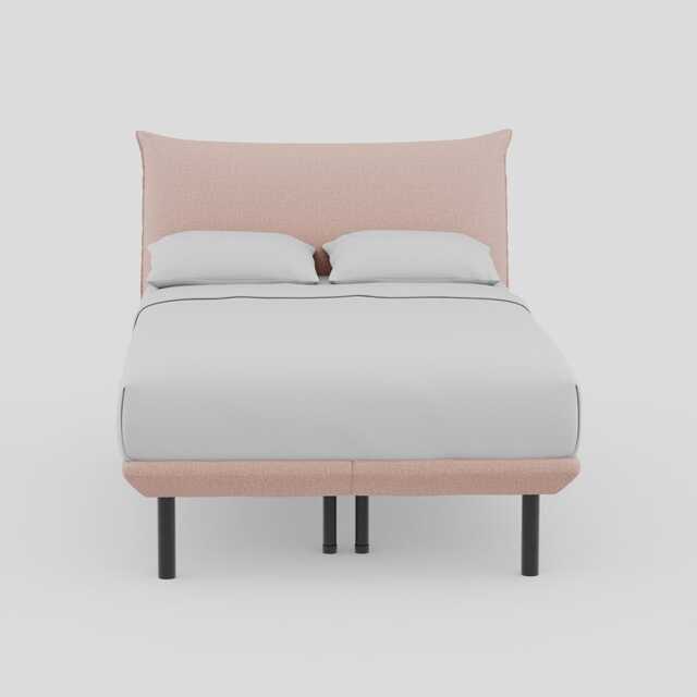 Heal's Aria Bed Double Siena Cotton Dusky Pink Box Sprung, Black Feet