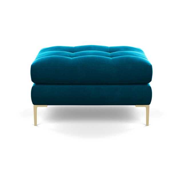 Heal's Eton Footstool Velvet Teal Brass Feet