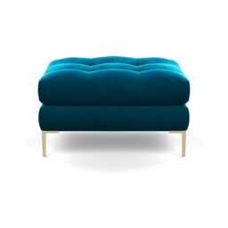 Heal's Eton Footstool Velvet Teal Brass Feet