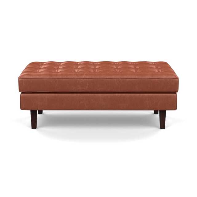 Heal's Hepburn Ottoman Stonewash Leather Light Brown 274 Wenge Feet - image 1