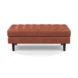 Heal's Hepburn Ottoman Stonewash Leather Light Brown 274 Wenge Feet - thumbnail 1