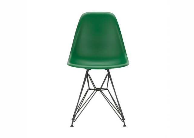 Vitra Eames DSR Chair RE in Emerald with 30 Basic Dark Powder Coated Base 05 Glides