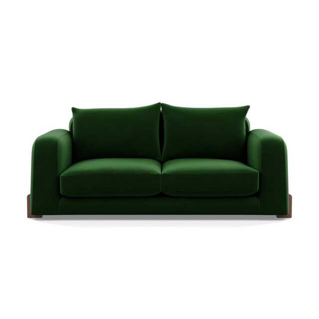 Heal's Nuvola 2 Seater Sofa Smart Velvet Forest Walnut Stained Feet