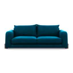 Heal's Nuvola 4 Seater Sofa Velvet Teal Walnut Stained Feet