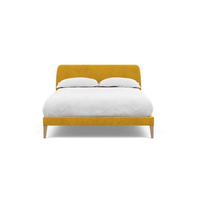 Heal's Wallis Bedstead Double Smart Luxe Velvet Canary Walnut Feet - image 1