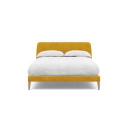 Heal's Wallis Bedstead Double Smart Luxe Velvet Canary Walnut Feet - thumbnail 2