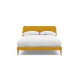 Heal's Wallis Bedstead Double Smart Luxe Velvet Canary Walnut Feet