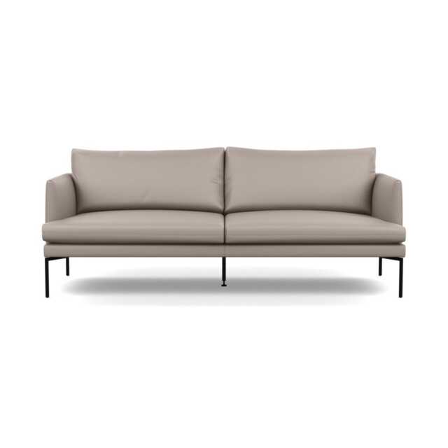 Heal's Matera 3 Seater Sofa Leather Grain Light Grey 060 Black Feet